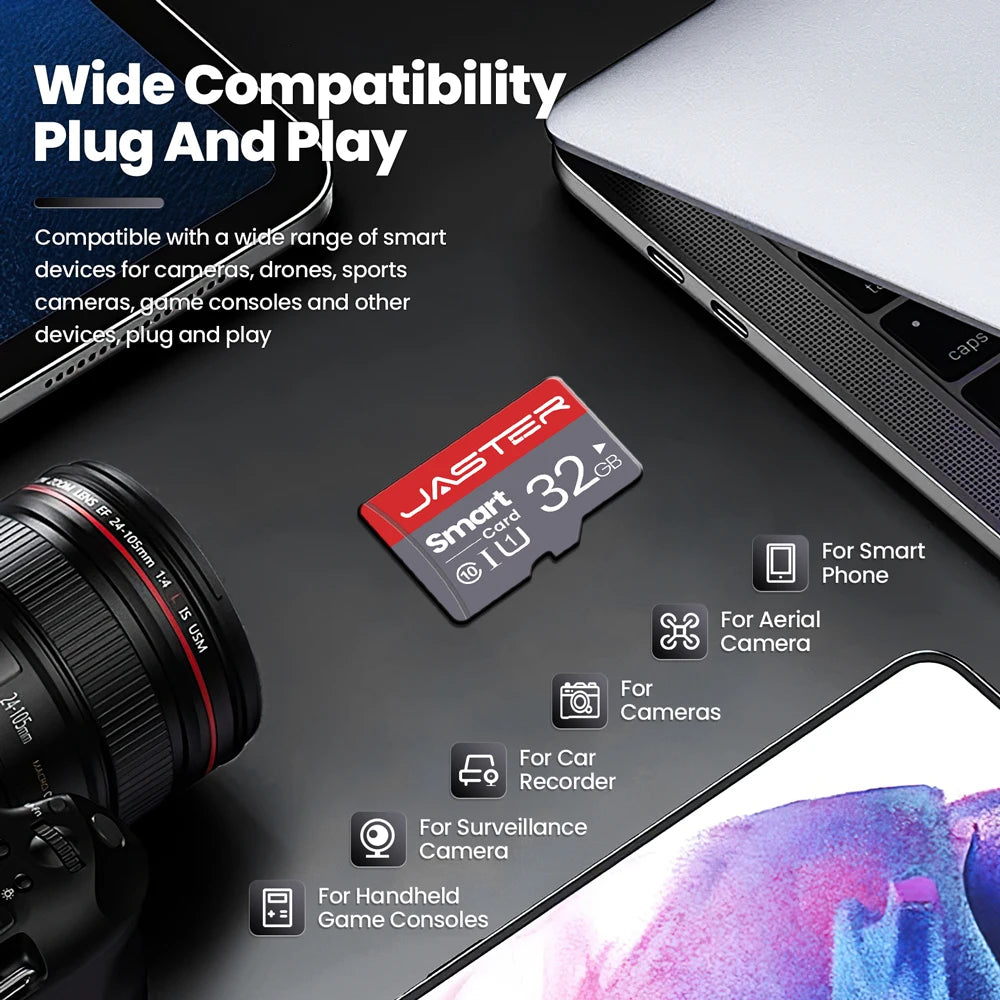 JASTER High Speed Mini SD Memory Card 256GB Class 10 Micro TF Flash USB Pen Drive Card 4GB 8G 16G 32GB 64GB 128GB for Smartphone