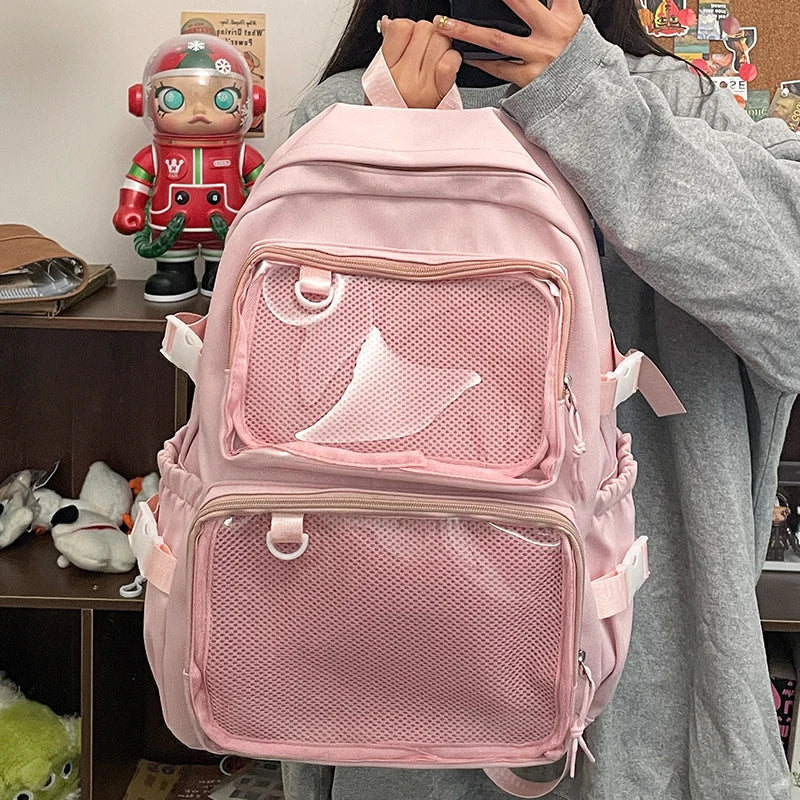 🎒✨ Mochila Transparente Estilo Japonés ITA – Gran Capacidad para Escuela, Universidad y Cosplay 💖🌸
