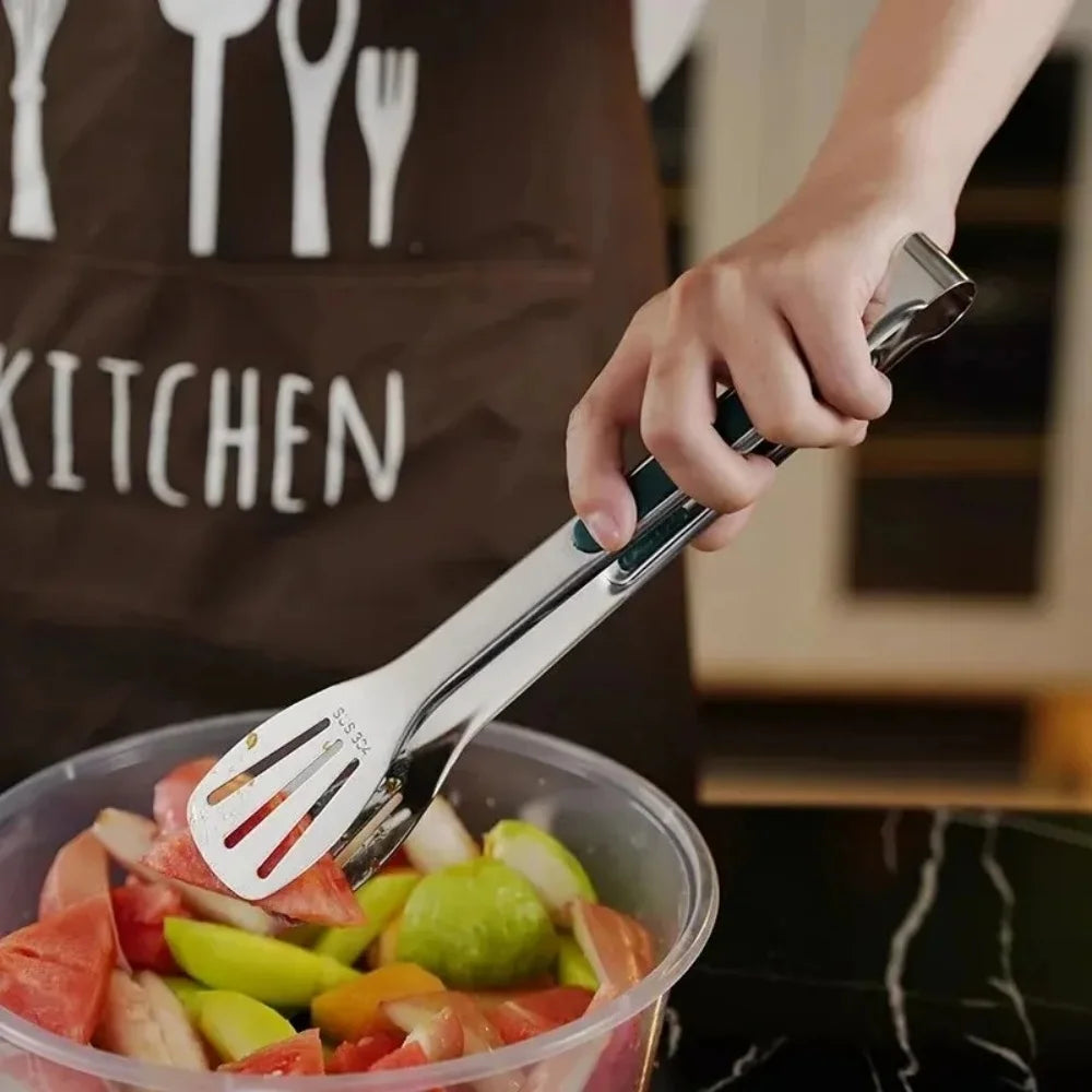 Kitchen Gadgets New Stainless Steel Food Tongs BBQ Meat Salad Bread Clip Barbecue Grill Buffet Clamp Non-slip Tong Cooking Tools