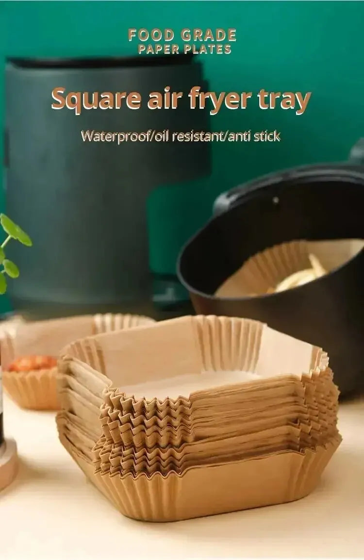 50Pcs Air Fryer Disposable Paper Non-Stick Airfryer Baking Papers Round Air-Fryer Paper Liners Paper Kitchen Accessories