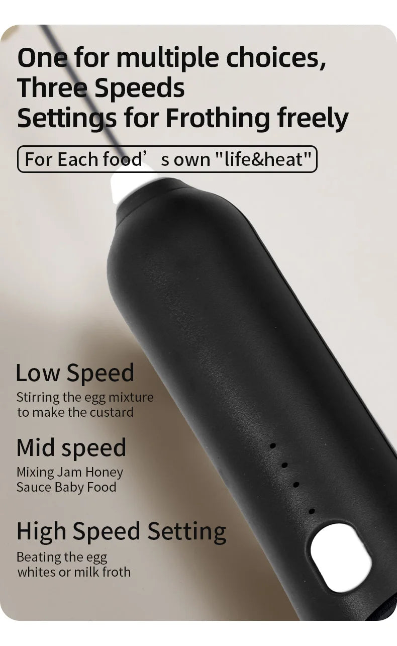 Espumador de Leche Eléctrico Inalámbrico con Carga USB Tipo C – Batidor de Mano de Acero Inoxidable ☕️🥛