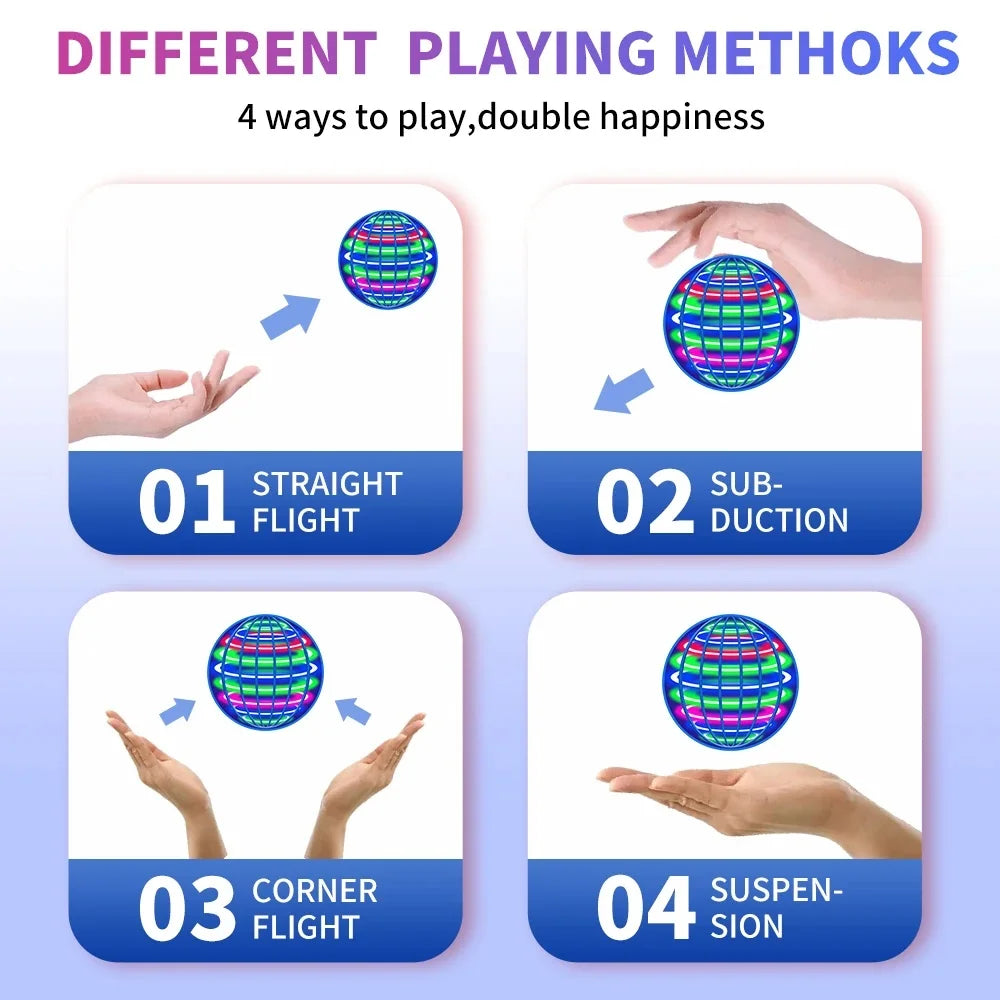 1A-Flying Ball, Automatic Spinning Ball LED Dazzling Lights, Floating Magic, Fan UFO Flying Machine, Toy Gift, Game, Sports Ball