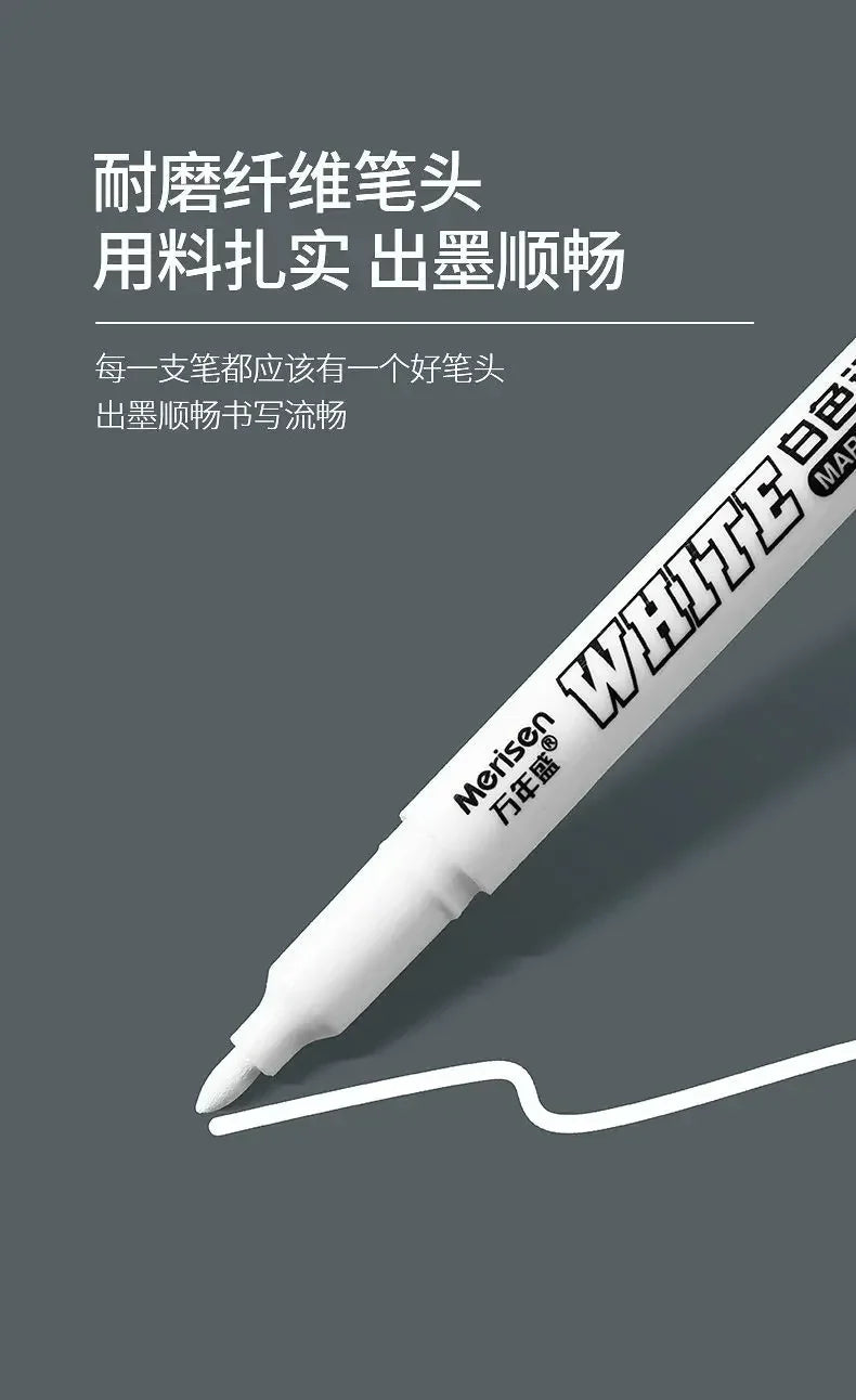 Waterproof White Paint Markers, 2mm Bold Tip White Marker Pens for DIY Graffiti, Student Writing & Drawing Stationery, Multiple