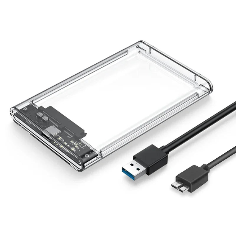 Transparent 2.5 Inch SATA Hard Drive Enclosure, USB3.0/3.1 5Gbps High Speed Portable External HDD SSD Storage Case