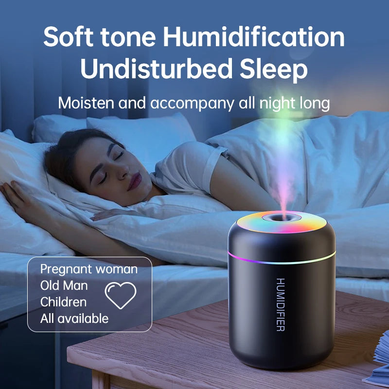 Mini Humidificador de Aire USB de 180 ml con Difusor de Aromas, Luces LED y Nebulización para Auto, Hogar y Dormitorio 🚗🏠🛏️