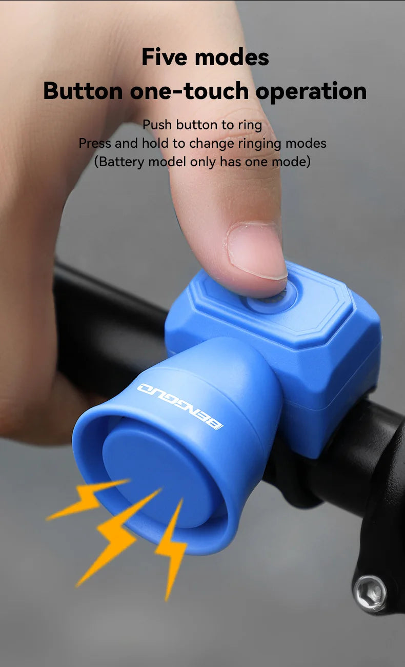 5 Mode Bicycle Electric Horn MTB Super Loud 120db Bell Bike Electronic Horn Scooter Personalized bell Riding Accessories