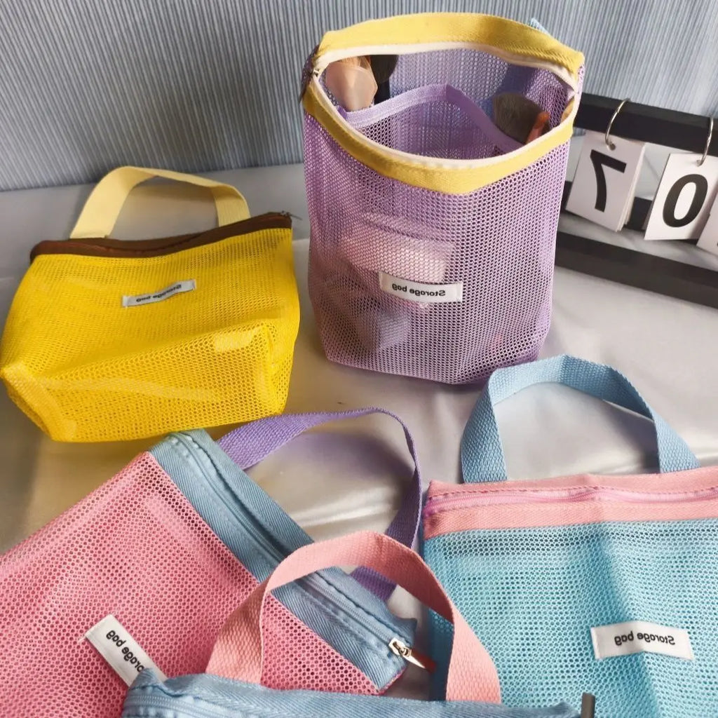 💄👜 Bolsa Cosmética Plegable de Malla para Maquillaje y Viaje 🌈✨
