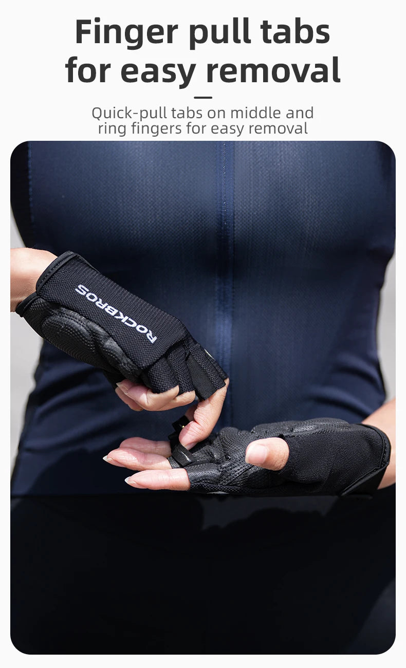 ROCKBROS Bike Gloves Half Finger Summer Breathable Anti-slip SBR Pad Shockproof MTB Road Bicycle Gloves Cycling Shorts Gloves