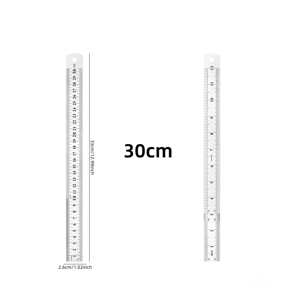 Thickened Steel Ruler | 15/20/30/40/50/60cm | Dual CM & Inch Scale | Precise Measurement for Office, School & Industry