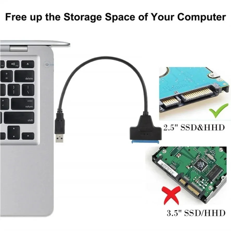 LccKaa SATA To USB 3.0 / 2.0/Type-C Cable for 2.5 Inch External HDD SSD Hard Disk Drive SATA 3 22 Pin Adapter USB SATA Converter