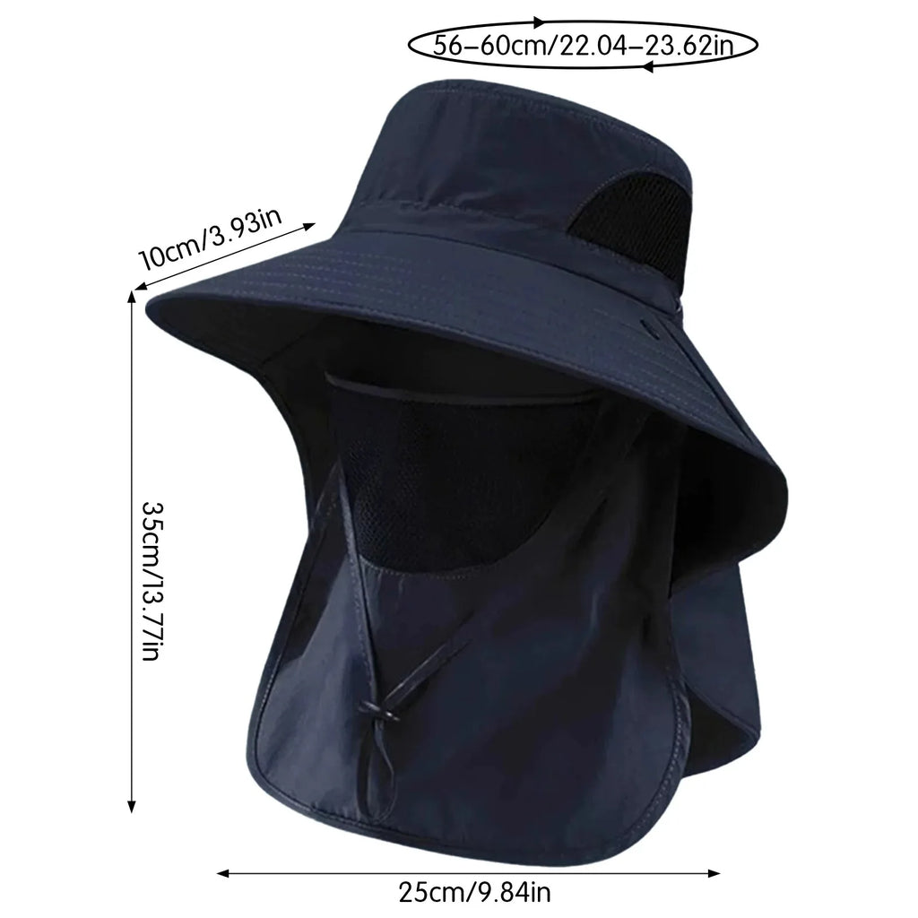 Women's Summer Bucket Hat with Neck Cover, Breathable Wide Brim UV Protection Sun Hat for Fishing Travel Beach Holiday