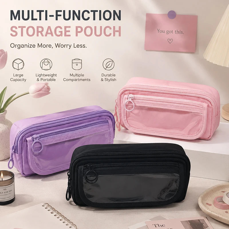 Back to School Gift Pencil Case - Large Capacity Multi-Compartment Organizer for Desk, Office & Home, Cute Stationery Storage
