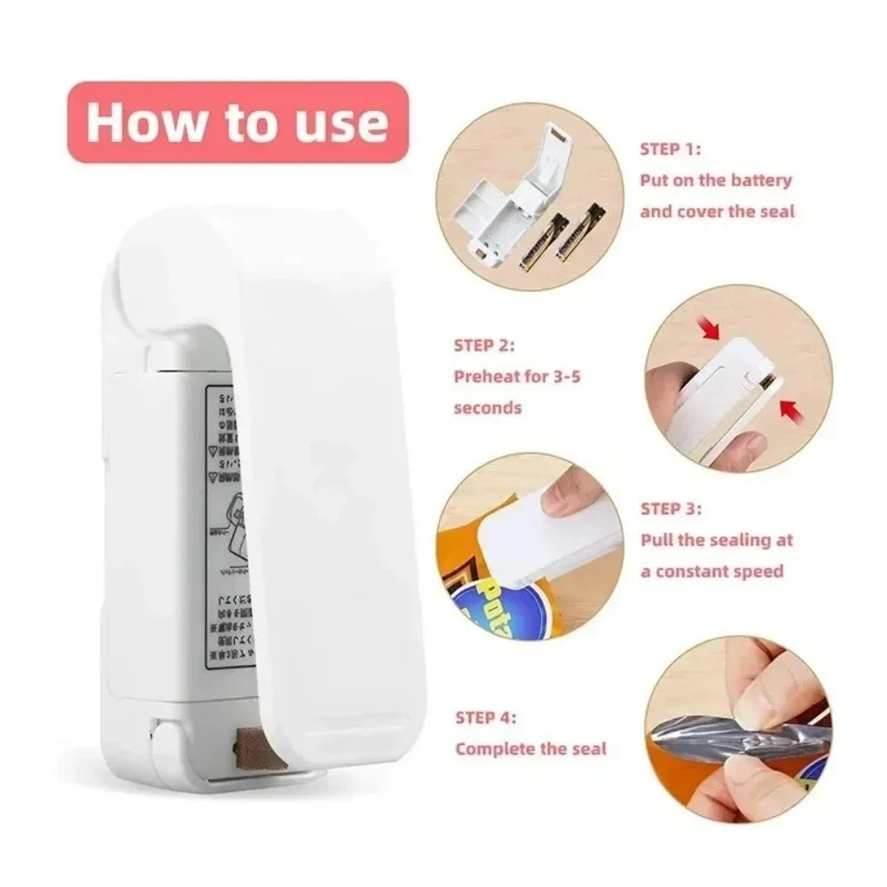 1pc Kitchen Handheld Snack Sealer, Plastic Bag Sealer For Freshness, Easy-To-Use Kitchen Gadge, Portable Heat Sealer Packaging