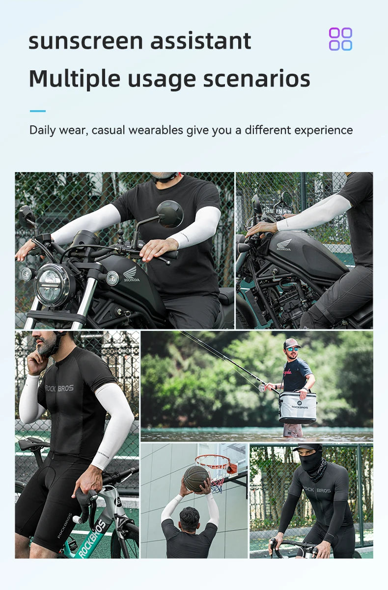 ROCKBROS Ice Silk Bicycle Sleeves Summer Breathable Cycling Arm Protection Outdoor Sun UV Protect Sports MTB Road Bike Sleeves