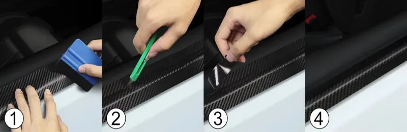 1-5m Nano Carbon Fiber Car Tape Sticker Door Mirror Paste Protector Strip DIY Protection Protective Film Waterproof Adhesive