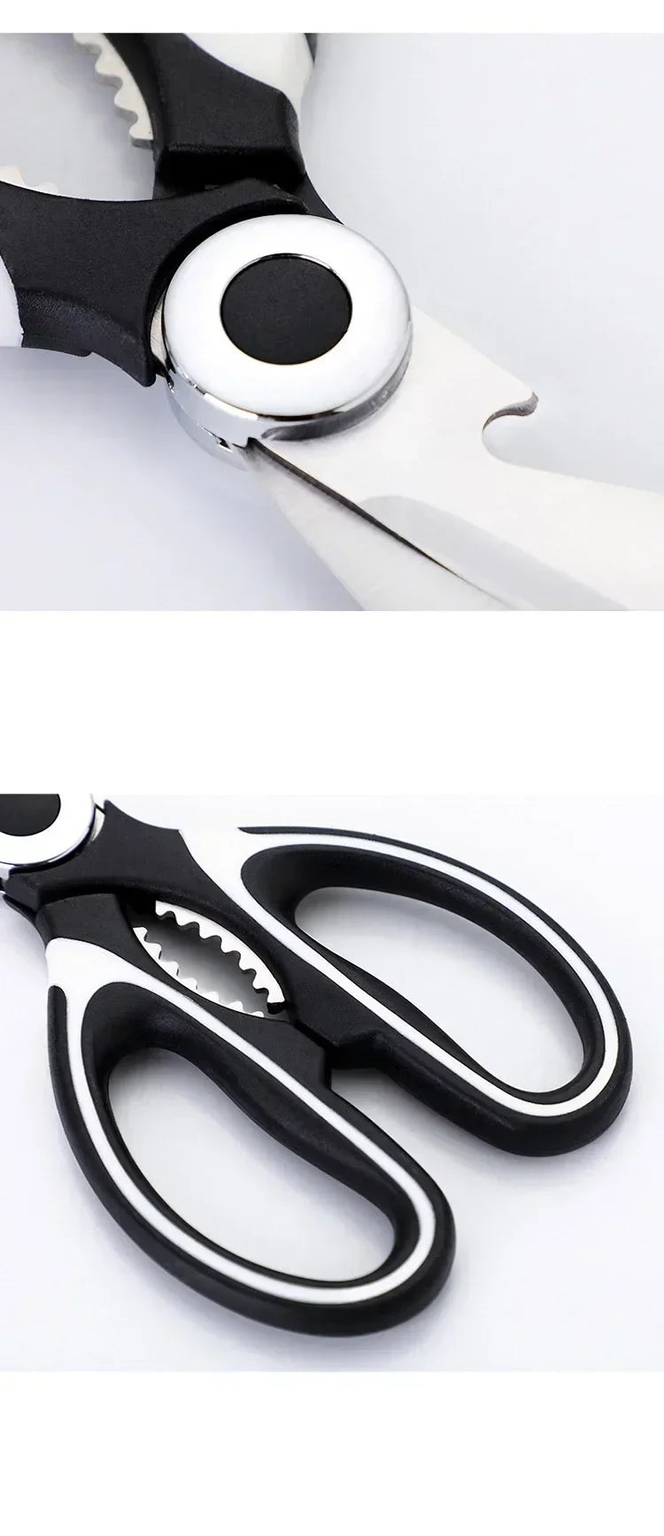 Multipurpose Stainless Steel Kitchen Scissors Heavy Duty Dishwasher Safe for Cutting Meat Poultry Fish and Opening Bottles