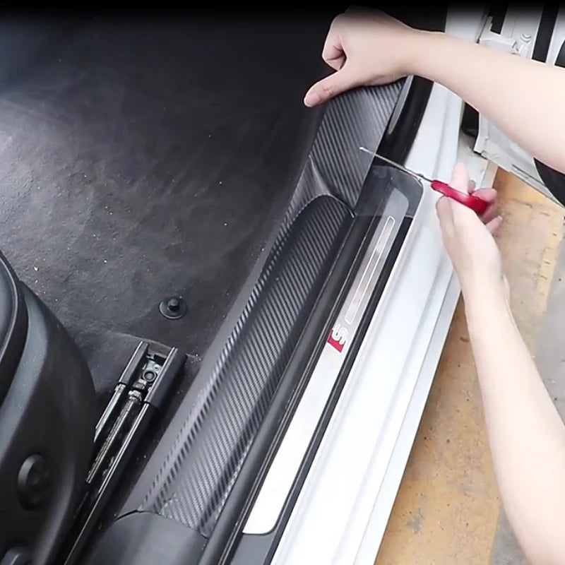 1-5m Nano Carbon Fiber Car Tape Sticker Door Mirror Paste Protector Strip DIY Protection Protective Film Waterproof Adhesive