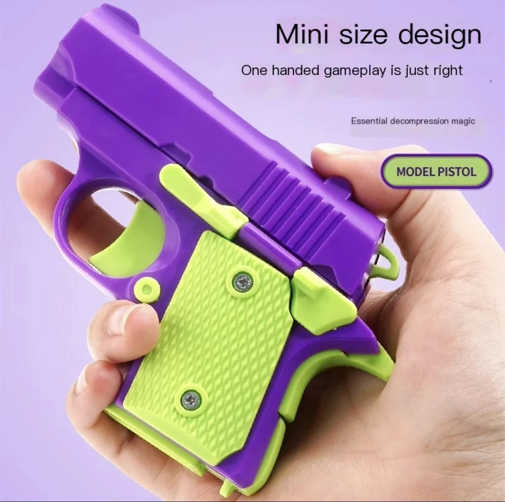 3D Printed Gravity Fidget Stress Relief Mini Pistol Toy Plastic Manual Burst Decompression Toy Christmas Gift