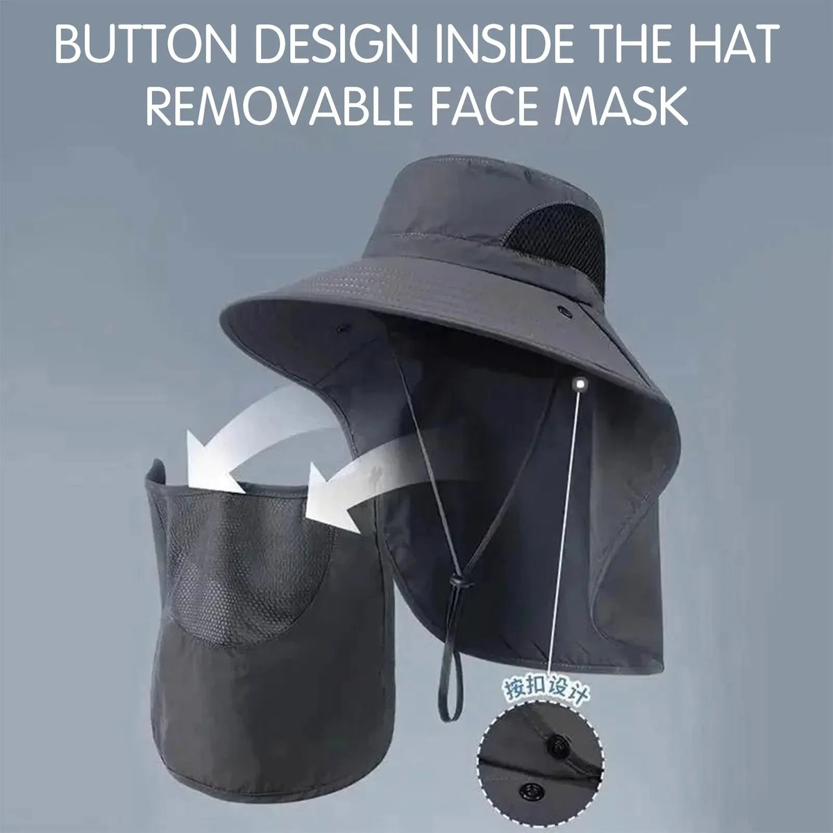 Women's Summer Bucket Hat with Neck Cover, Breathable Wide Brim UV Protection Sun Hat for Fishing Travel Beach Holiday