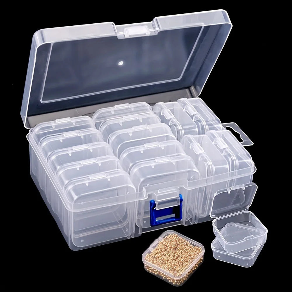 Transparent Plastic Compartment Storage Box Multifunctional Jewelry Beads Small‑Parts Organizer Case Crafts Hardware Pill Seed