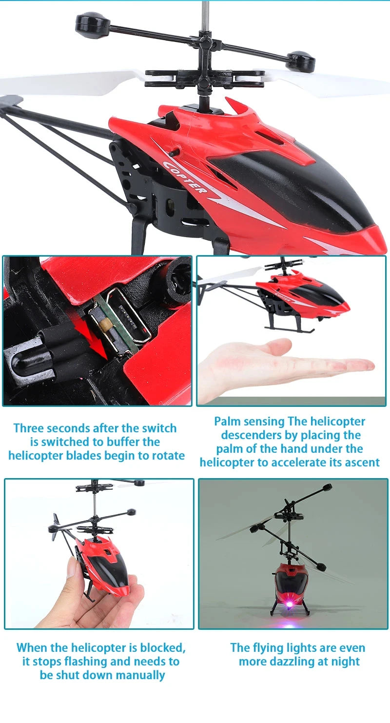 Mini Induction Hover Drone Rechargeable Flying Helicopter Safe Fall-Resistant Toy Gift for Children