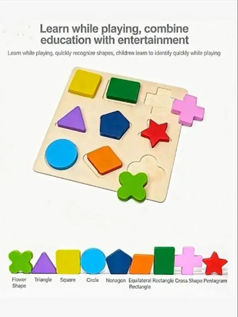 Wooden Geometric Blocks Montessori Puzzle Shape Sorting Math Early Educational Learning Toy for Toddlers Baby Cognitive Training