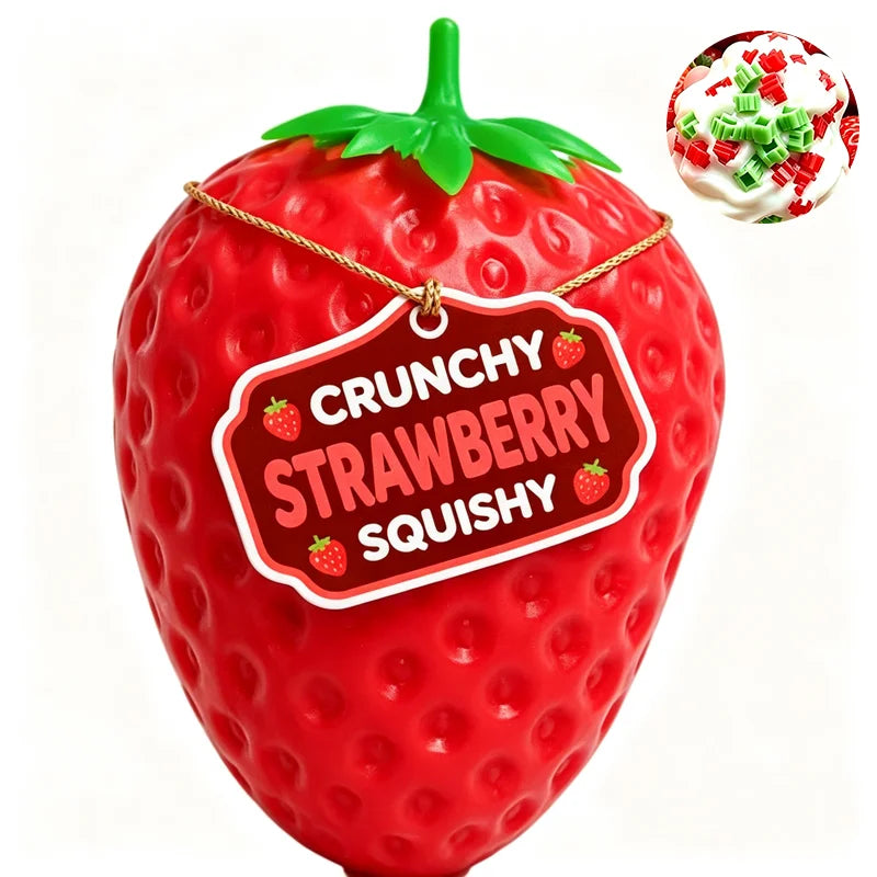 Strawberry Crunchy Squishy Stress Ball Toy Building Block Filling Handmade Crispy Fidget Ball ASMR Sensory Stress Relief Toy