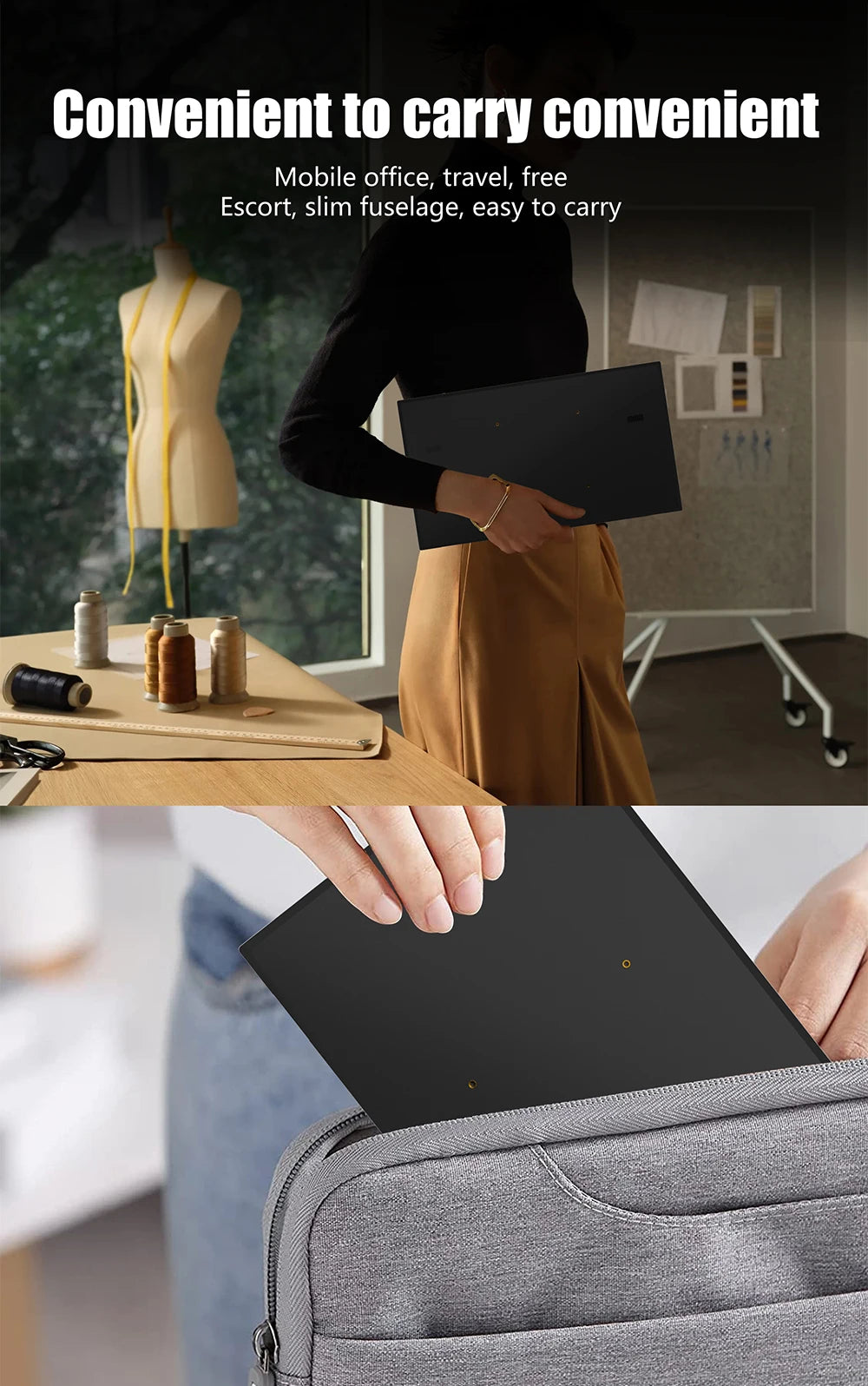 MUCAI N140-S36 Portable Display 14 Inch 60Hz Resolution 1366*768 TN Panel 250cd/㎡ Brightness 3ms Response Portable Monitor