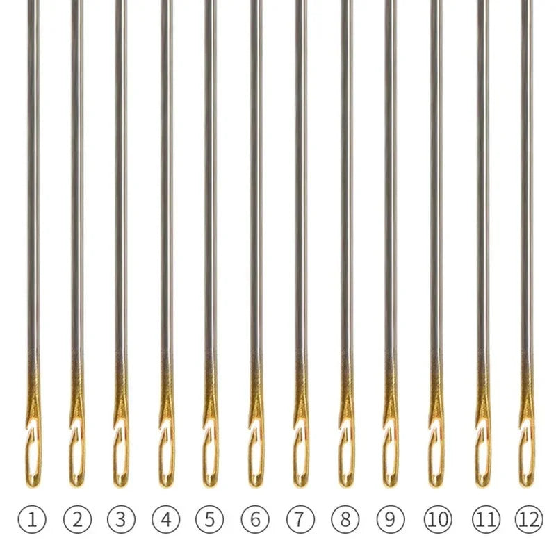30pcs Elderly Blind Sewing Needles Stainless Steel Quick Automatic Self-Threading Stitching Pins DIY Punch Needle Threader for E