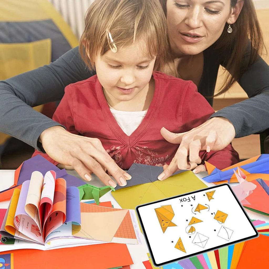 Origami Kit with 30/96 Sheets Paper & Guide Book, DIY Craft Art for Beginners Kids, Multiple Difficulty Level Challenges
