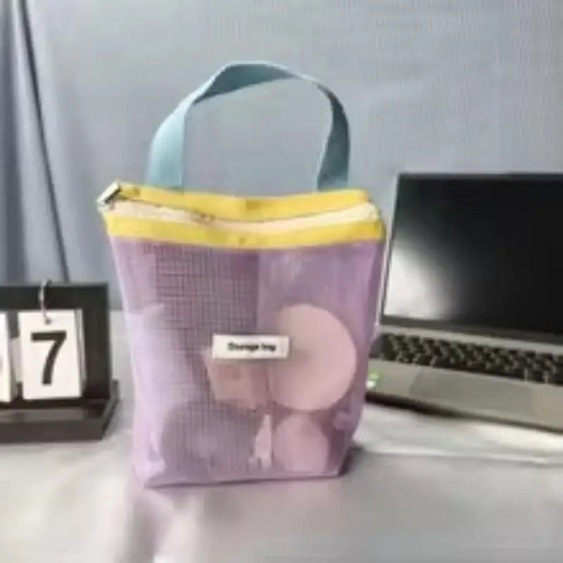 💄👜 Bolsa Cosmética Plegable de Malla para Maquillaje y Viaje 🌈✨
