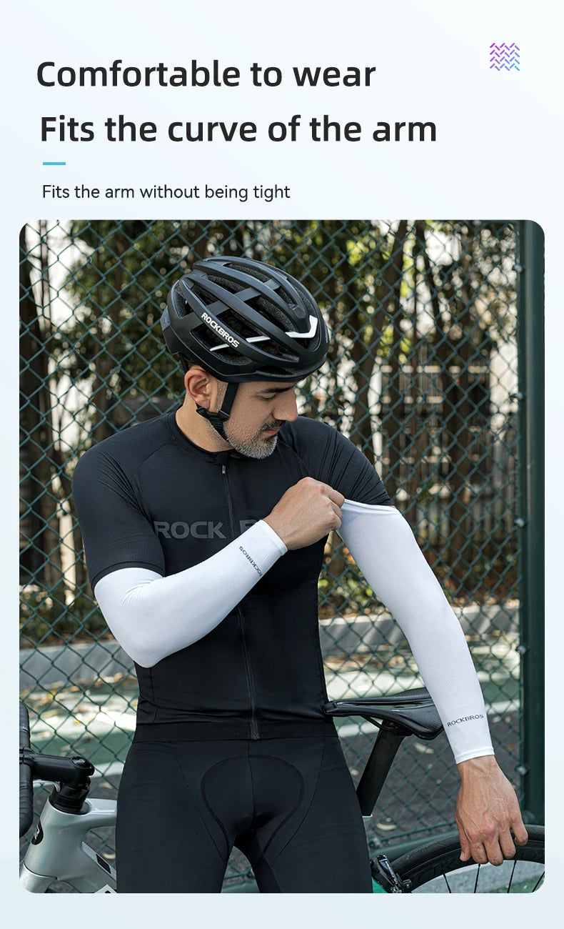 ROCKBROS Ice Silk Bicycle Sleeves Summer Breathable Cycling Arm Protection Outdoor Sun UV Protect Sports MTB Road Bike Sleeves