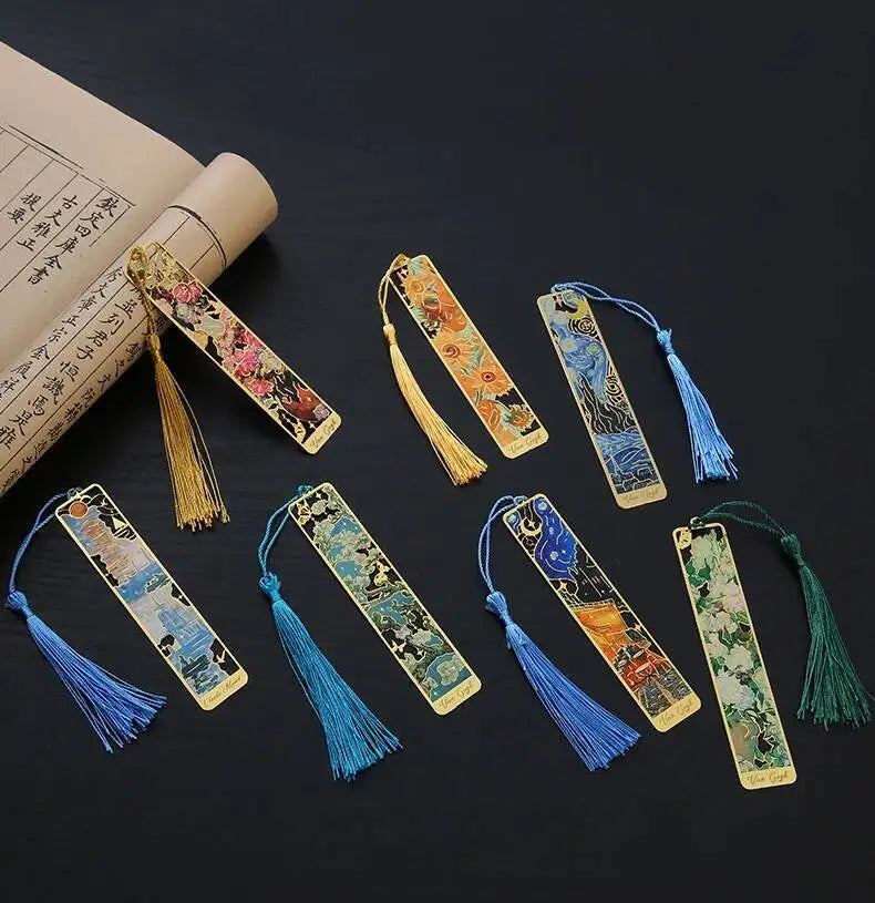 1-6-12 Pcs Creative Metal Book Mark Vintage Oil Painting Bookmark Office School Supplies Funny Gift Stationery Items