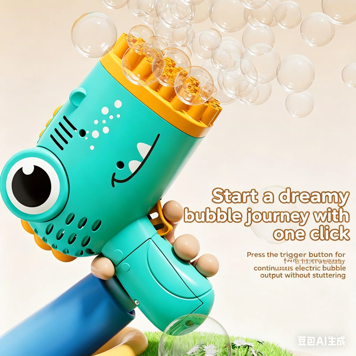 40 Hole Dinosaur Bubble Gun, 2-in-1 Electric Soap Water Bubble Machine, Summer Outdoor Interactive Desktop Game, Party Gift