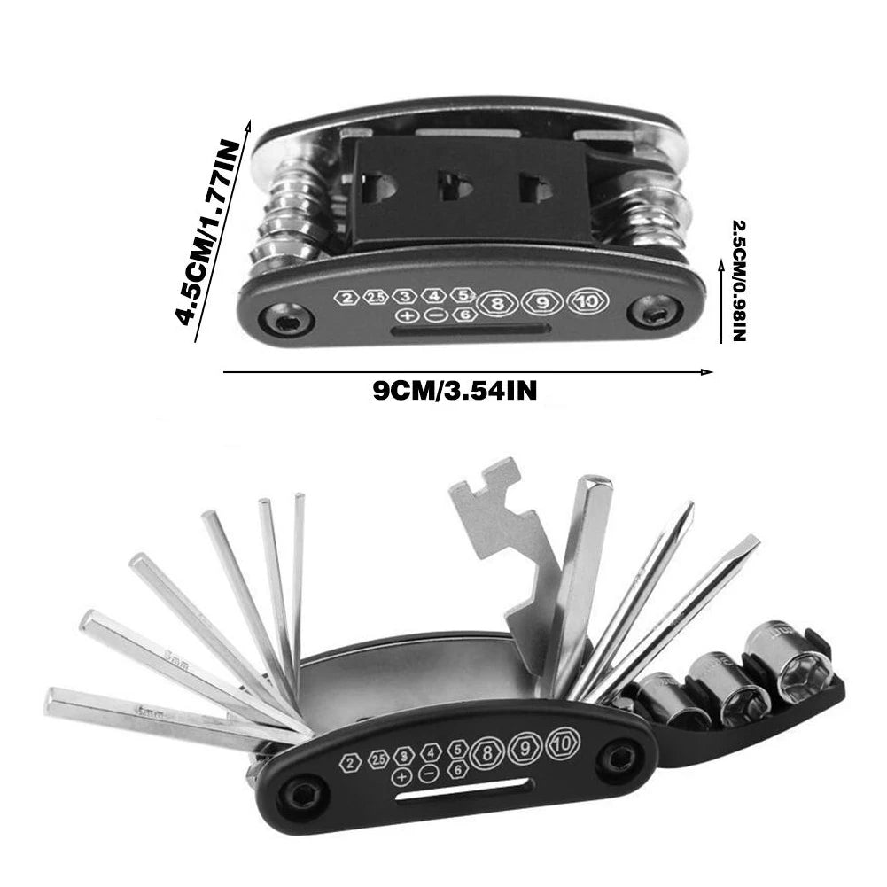 Bicycle Multi-functional Repair Tool 16 in 1 Bike Multi Repair Tools Kit Hex Spoke Wrench Screwdriver for Road Bike Accessories