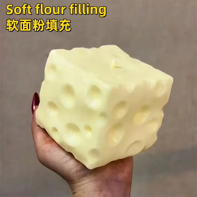 *-*Jumbo Cheese Cube Stress Ball Big Cheese Shapeable Squeeze Ball Non-Bounce Fidget Toy ASMR Sensory Anti-Stress Festival Gift