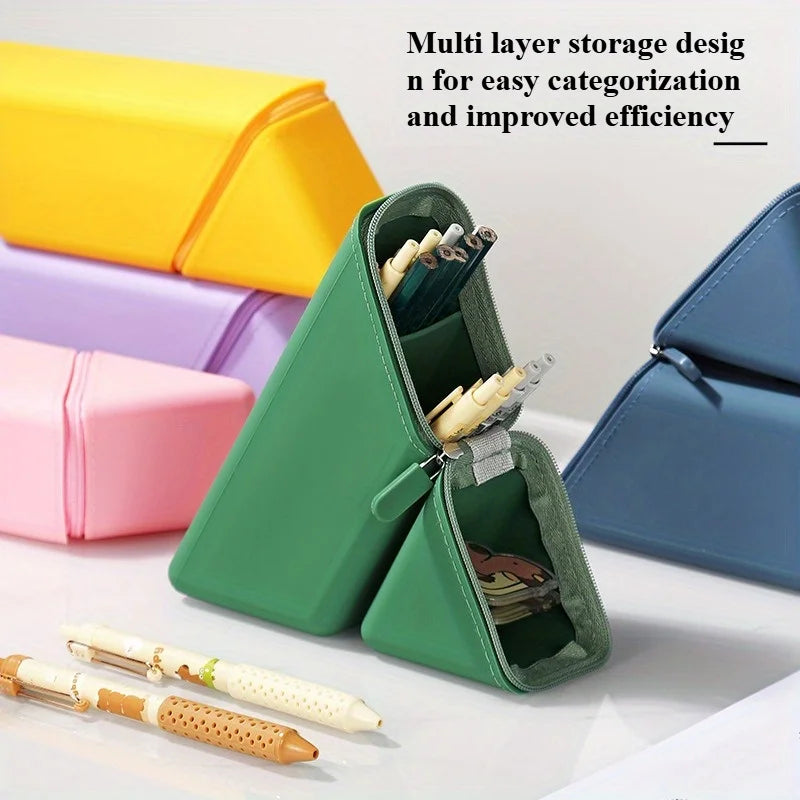 Collapsible Silicone Pen Container-large Capacity Expandable Pen Bag, Retractable Stationery Bag Pen Organizer Pencil Organizer