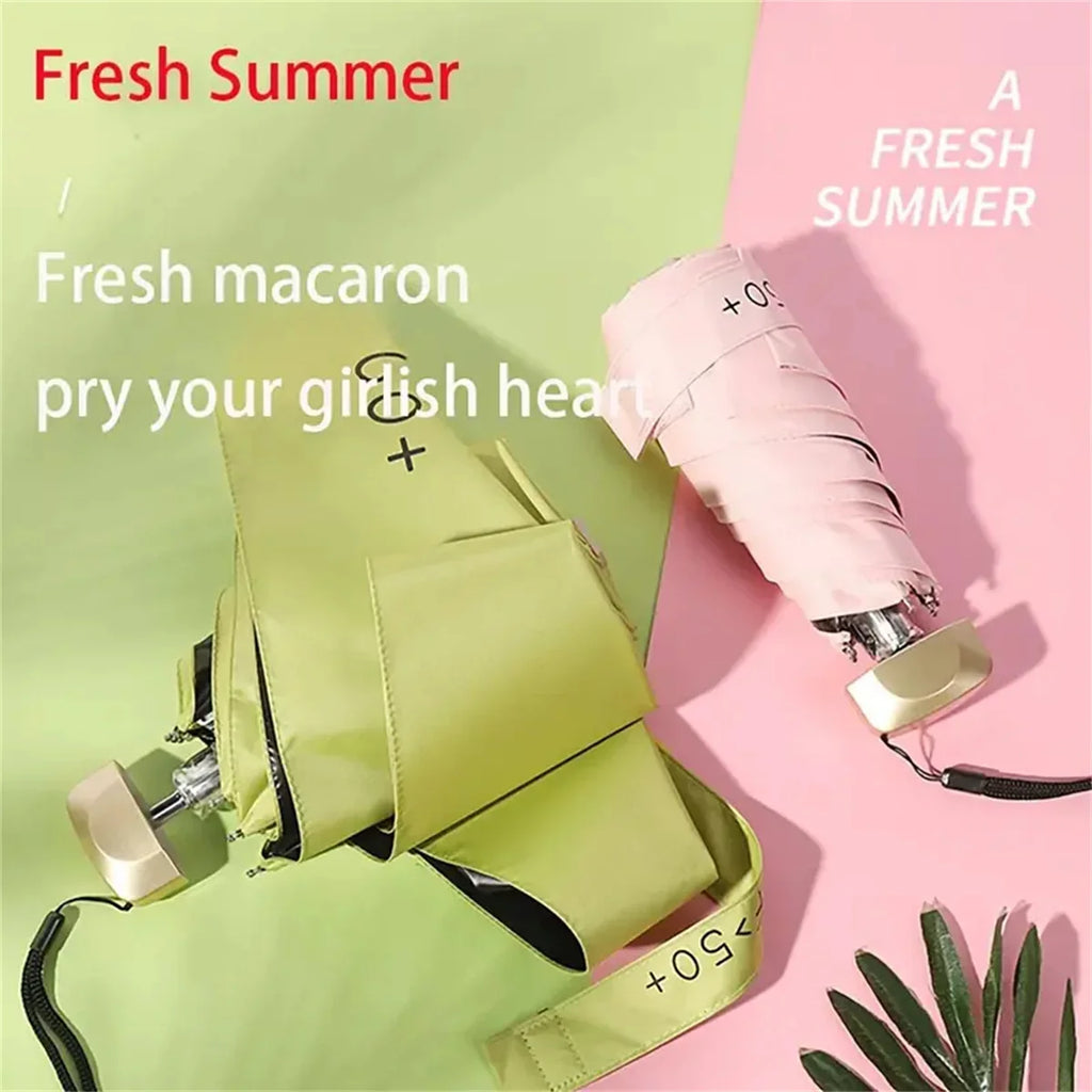 Mini Pocket Umbrella Small Sun Rain Umbrella Vinyl Folding Umbrella UV Ultraviolet Protection Sun Shade Pocket Parasol Capsule