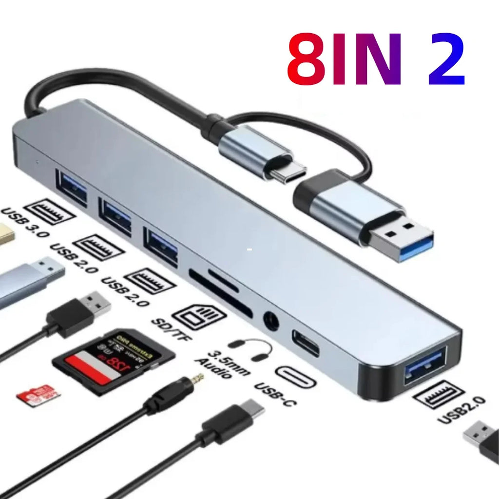 4-Port Multi Branch USB 3.0 Hub USB Hub C-Type Docking Station Adapter OTG C-Type Hub Suitable for PC USB 2.0 Huawei Macbook Pro
