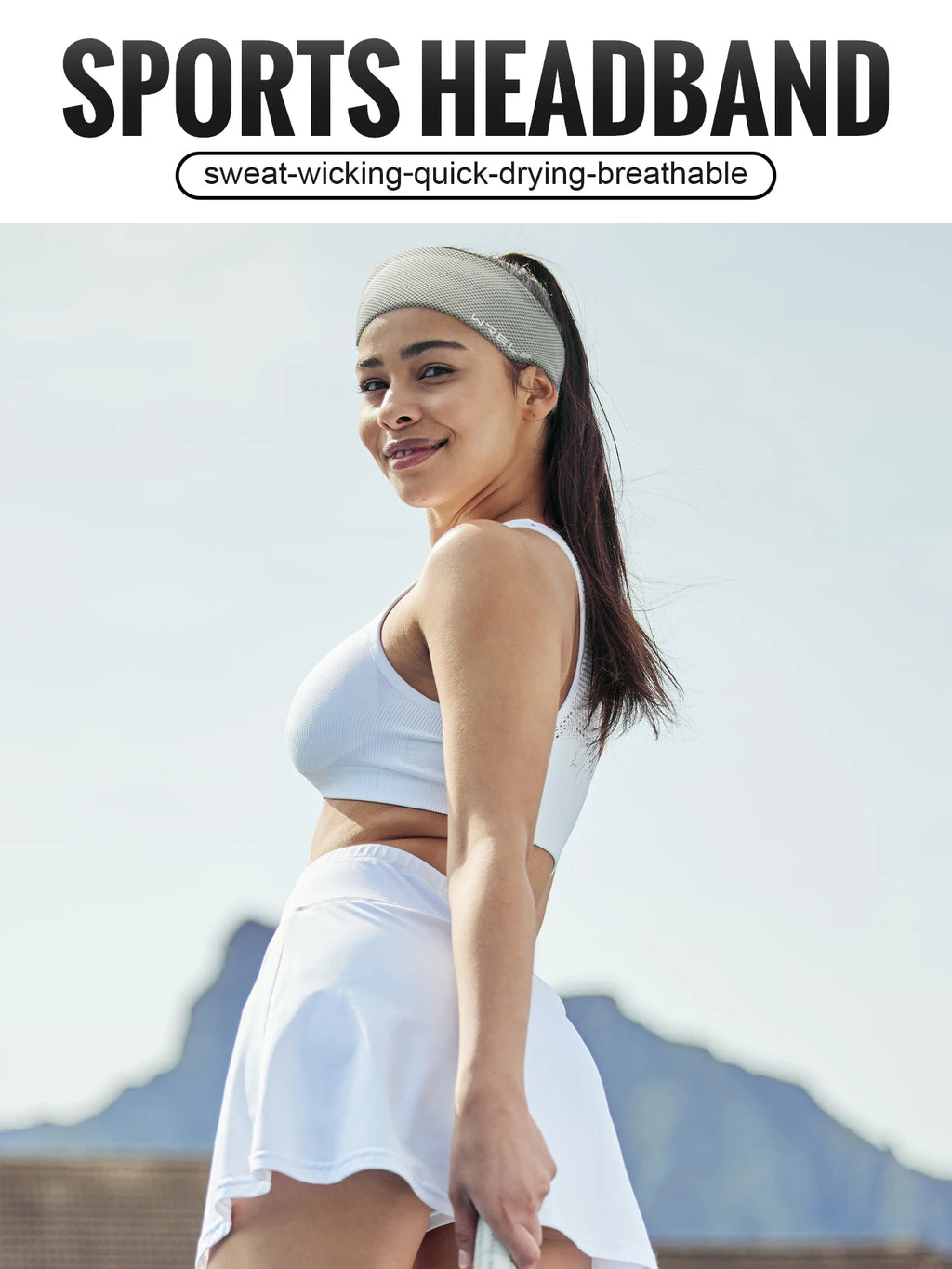 WRELS Sport Headband Sweatband Running Hair Band Yoga Fitness Gym Workout Mesh Breathable Moisture Wicking Anti Slip Hairband
