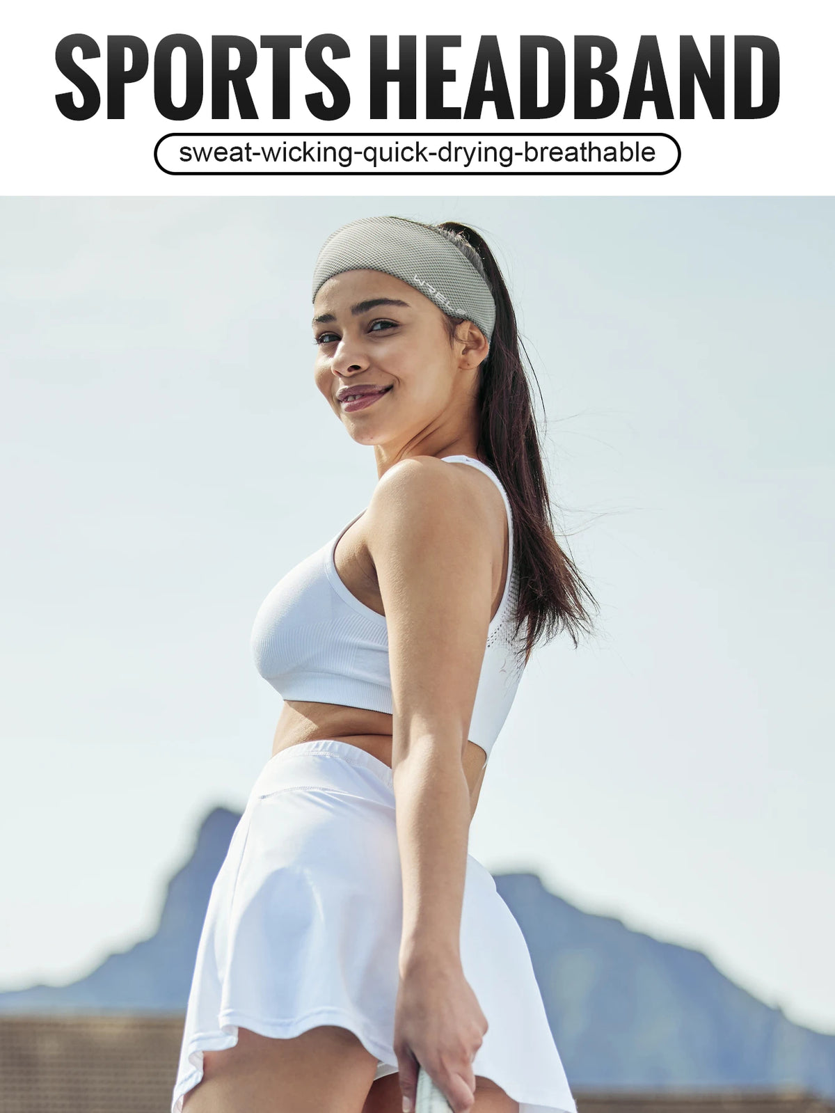 WRELS Sport Headband Sweatband Running Hair Band Yoga Fitness Gym Workout Mesh Breathable Moisture Wicking Anti Slip Hairband