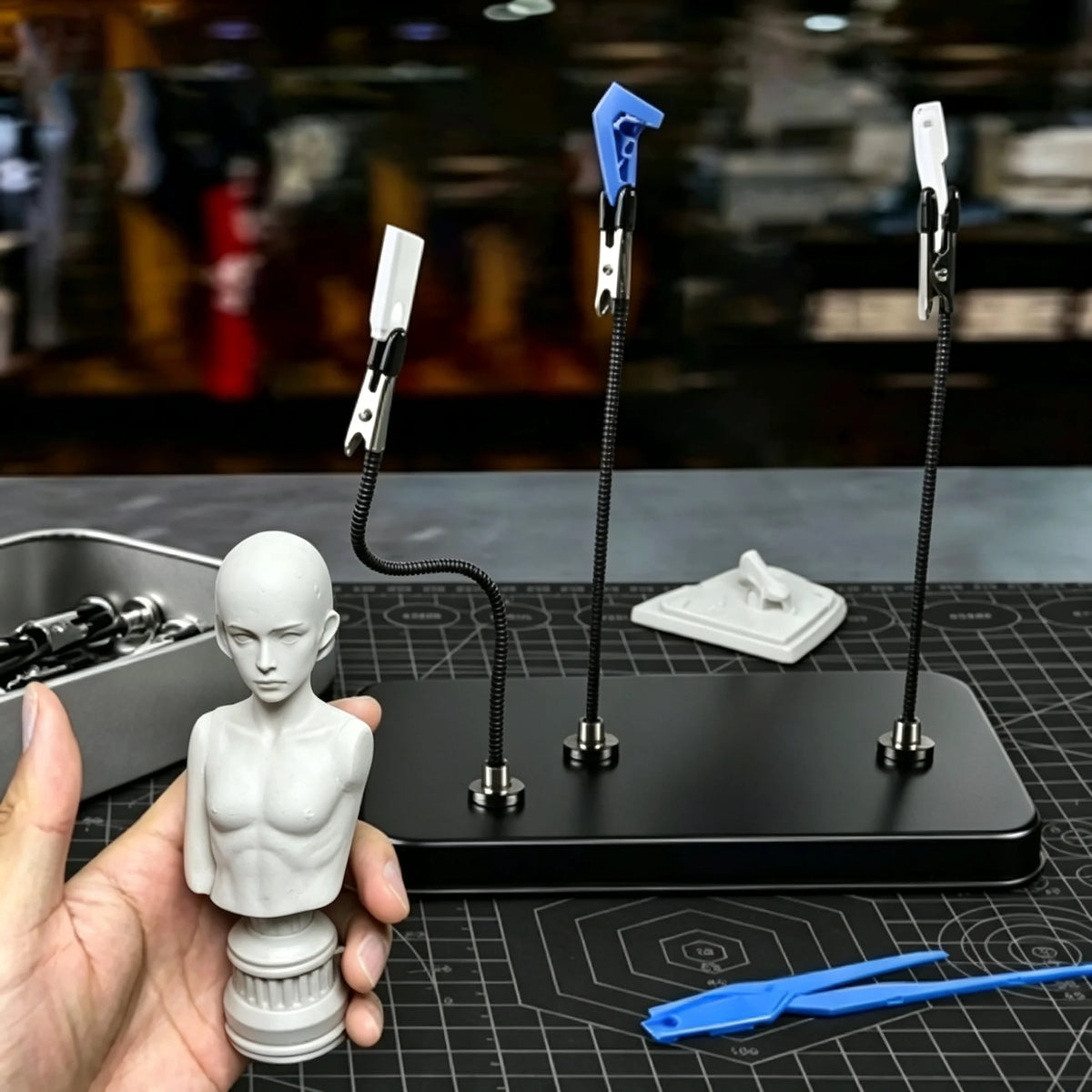 Bendable Magnetic Painting Clips Set With Metal Storage Box 360 Flexible Gooseneck Alligator Clip For Scale Model Airbrush Color