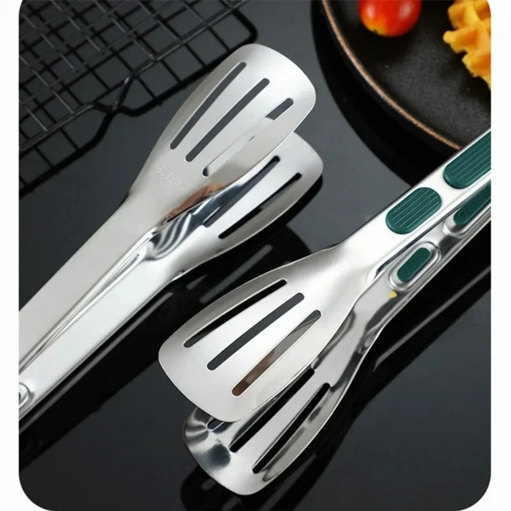 Kitchen Gadgets New Stainless Steel Food Tongs BBQ Meat Salad Bread Clip Barbecue Grill Buffet Clamp Non-slip Tong Cooking Tools