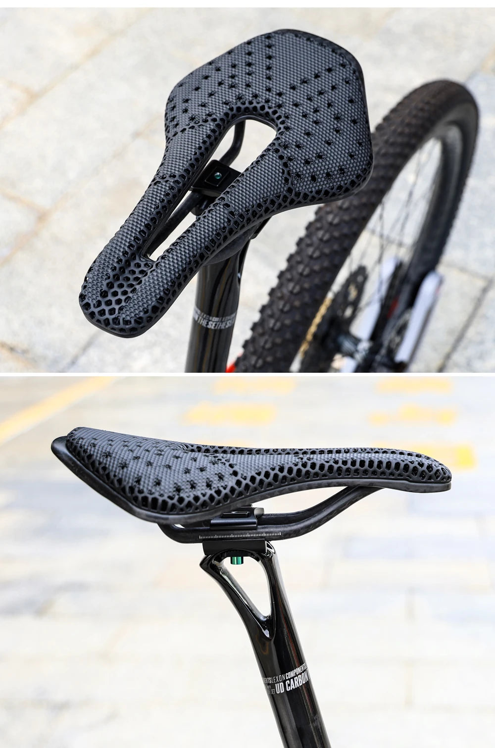 RYET 3D Printed Bike Saddle Ultralight Carbon Fiber Hollow Comfortable Breathable MTB Gravel Road Bicycle Cycling Seating Parts