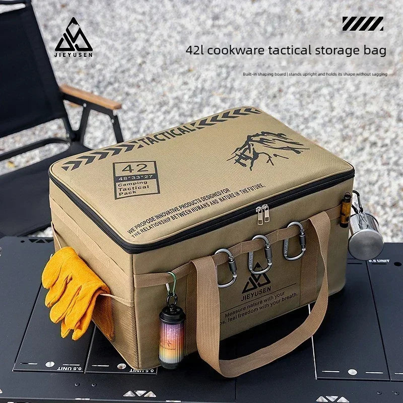 Backpack 30-42L Tactical Camping Storage Bag - Insulated Folding Box for Picnic, Tableware & Field Equipment Waterproof