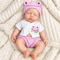 12 Inch Lifelike Sleeping RebornSilicone Baby Doll Cute Frog Outfit Realistic Newborn Doll Collectible Toy Gift