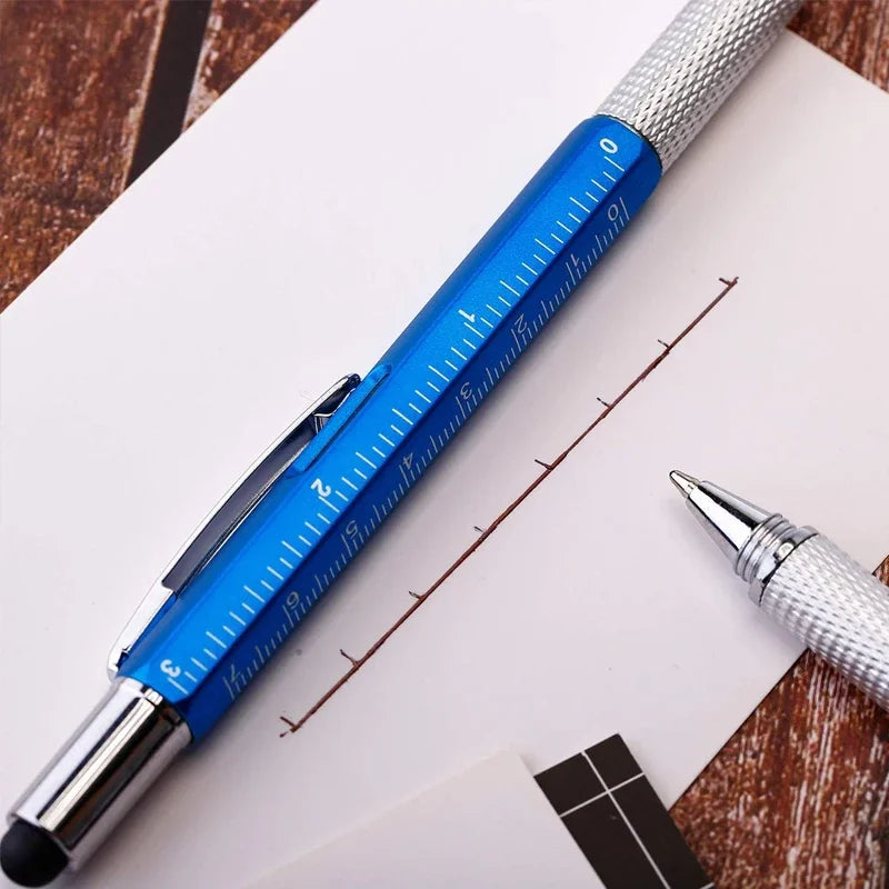 7 In1 Multifunction Ballpoint Pen with Modern Handheld Tool Measure Technical Ruler Screwdriver Touch Screen Stylus Spirit Level