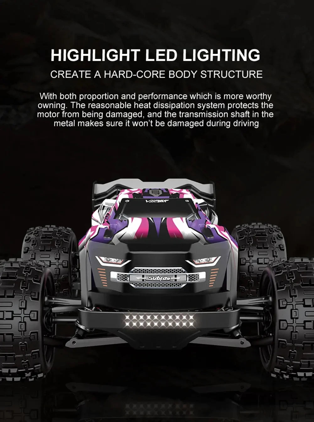 50KM/H RC Car With LED Lights 2.4G Radio Remote Control Cars Buggy Off-Road Control Trucks Boys Toy for Children VS WLtoy 144001