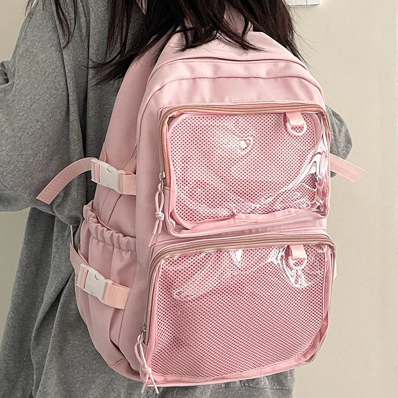 🎒✨ Mochila Transparente Estilo Japonés ITA – Gran Capacidad para Escuela, Universidad y Cosplay 💖🌸