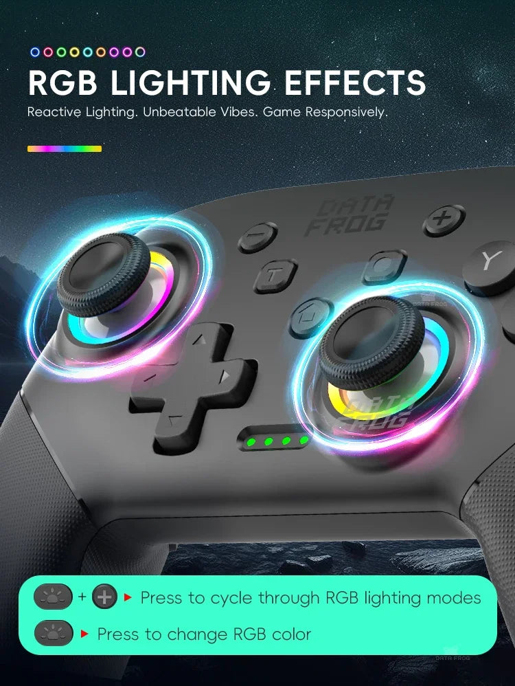 🎮 Control Inalámbrico DATA FROG RGB para Nintendo Switch y PC 🕹️